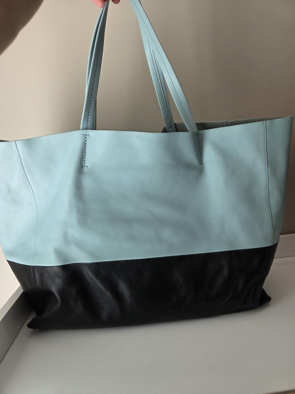 Celine Two-Tone Light Blue and Black Leather Tote - Picture 16 of 16